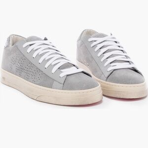 NEW P448 Suede Jack Lace Up Sneakers Made in Italy, Gray Size 38/8